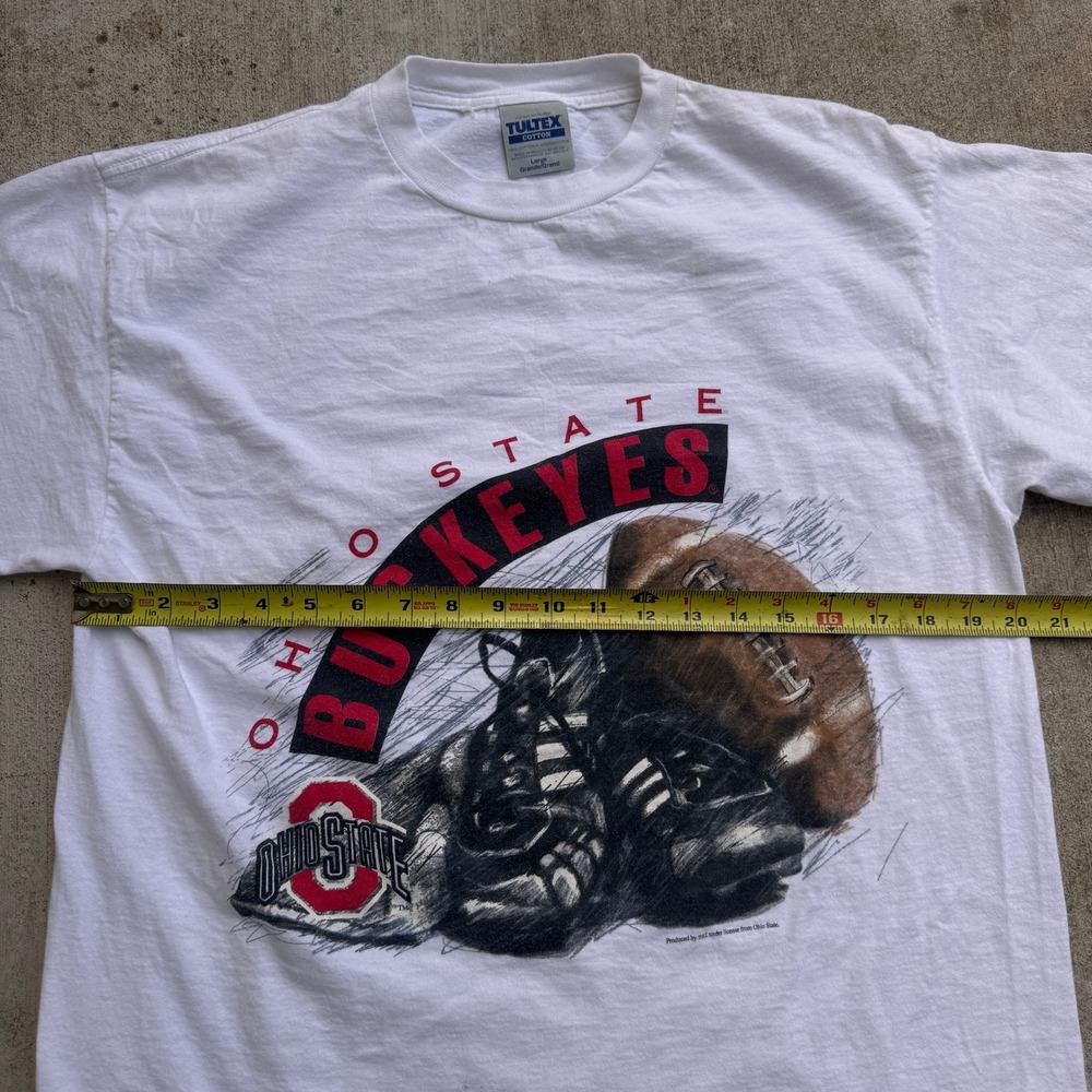 Vintage Ohio State Buckeyes Tultex Graphic T-Shirt Mens Large White Football 90s - Picture 4 of 5